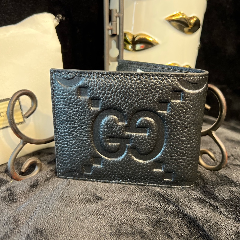 š¤š¤Black FASHION DESIGN Jumbo G pebble grain leather bi-fold walletš¤š¤NWOT - Picture 9 of 11